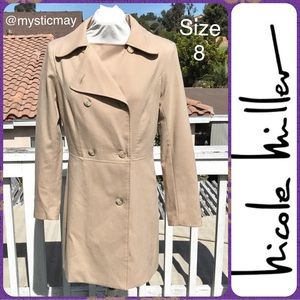 NICOLE MILLER Cafe au Lait Brown Short Double Breasted Trench Coat Size 8 or M